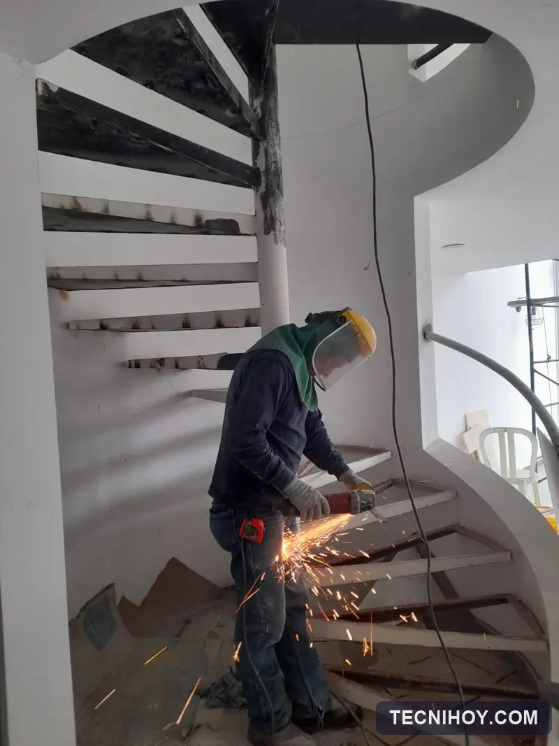 Fabricación de escalera en caracol en sitio