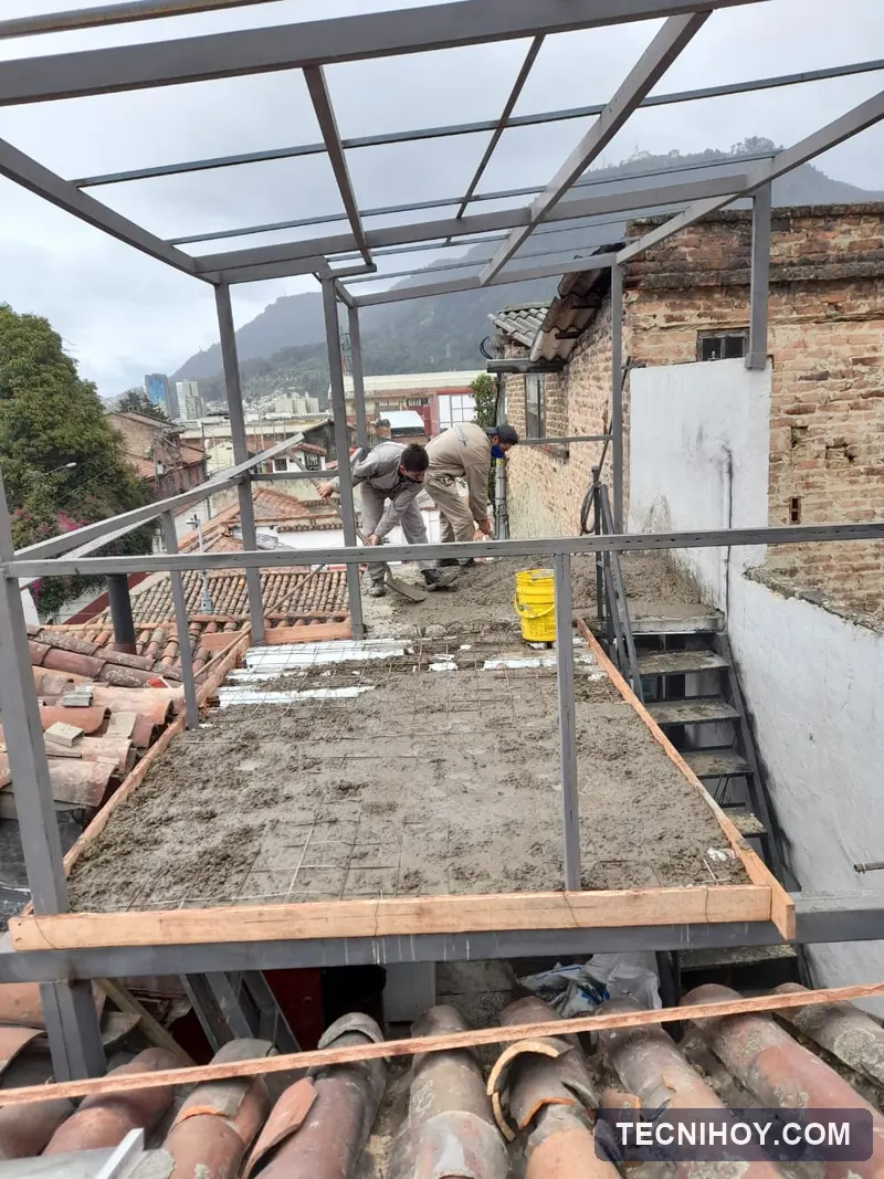 Montaje de estructura metálica en terraza