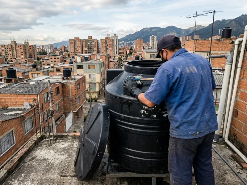 Lavado y desinfección de tanque de reserva de agua