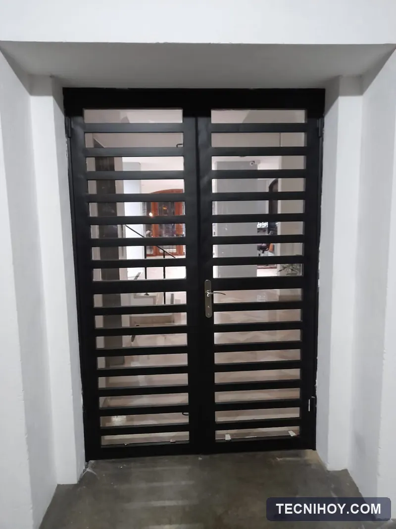 Puerta metálica doble de acceso